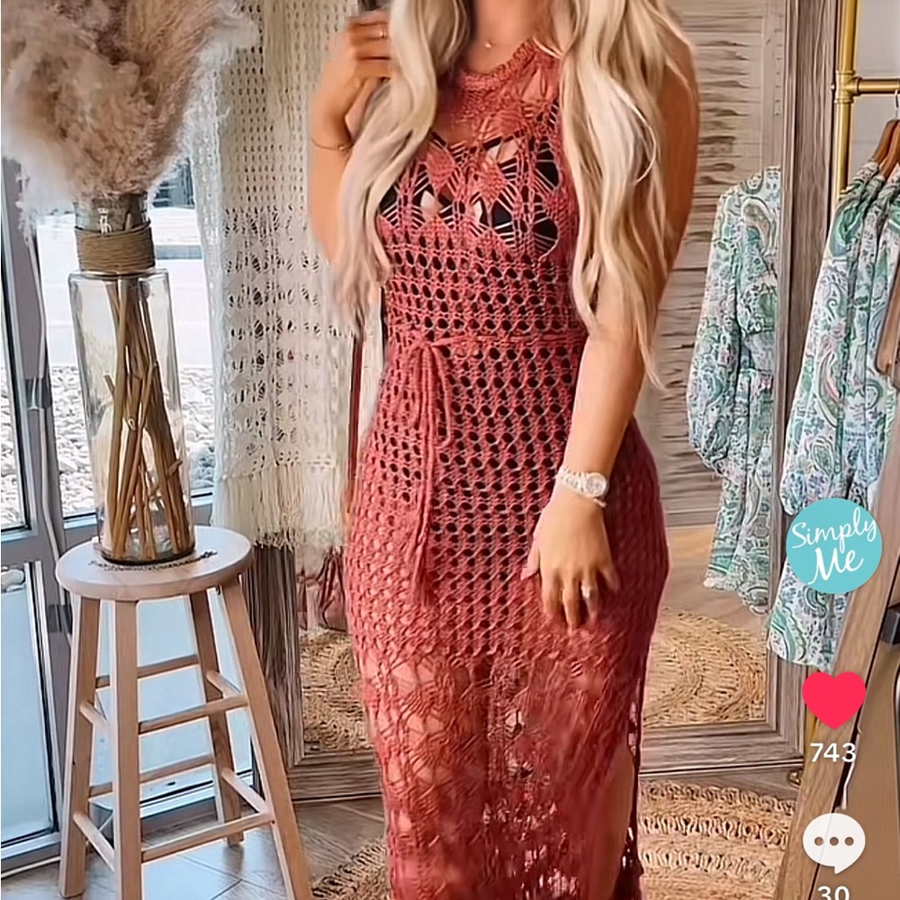 Red Sleeveless Halter Maxi Sundress